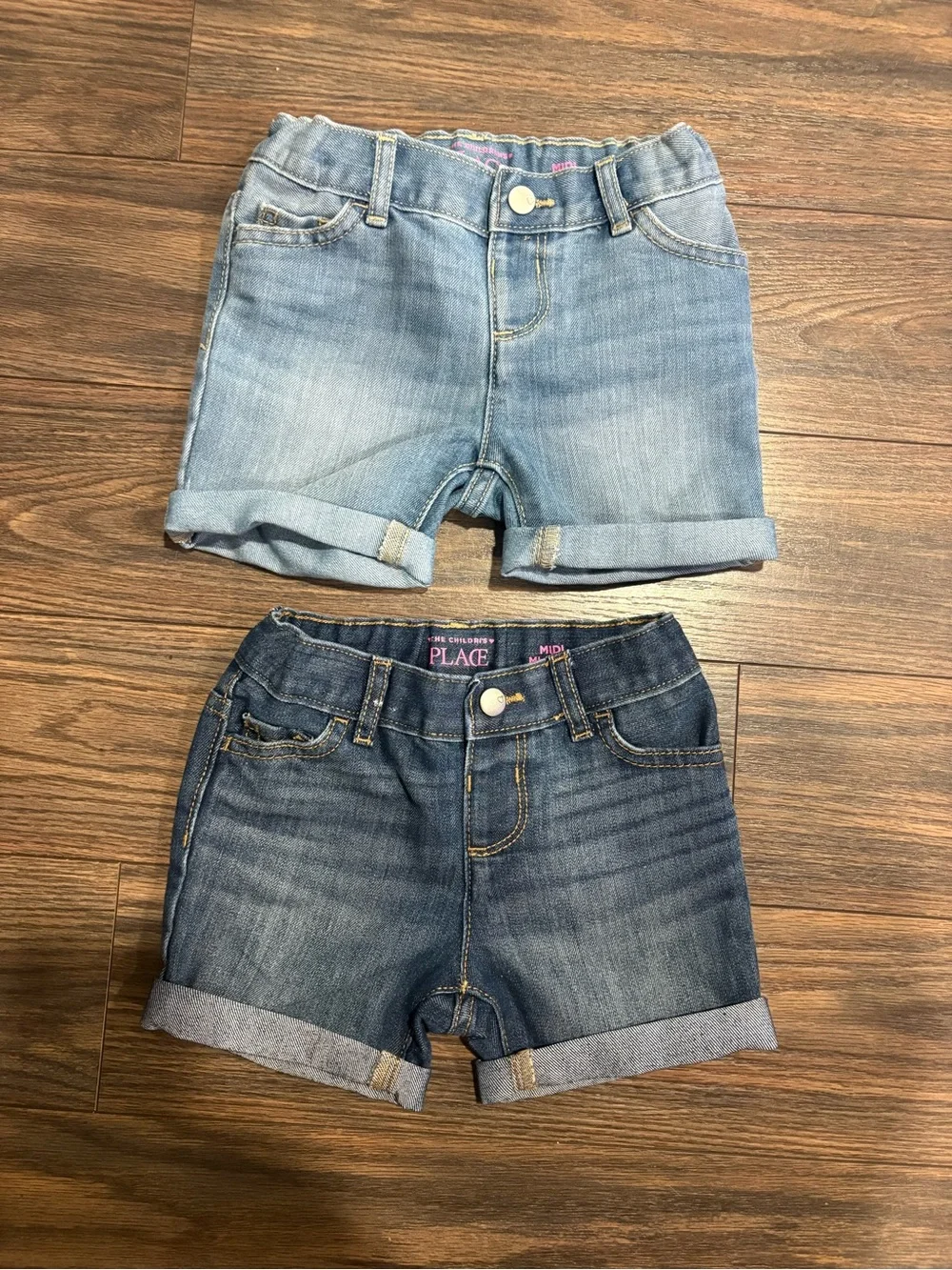 The Children's Place Denim Shorts Set -Light Blue & Dark Blue Girls 18-24 Months